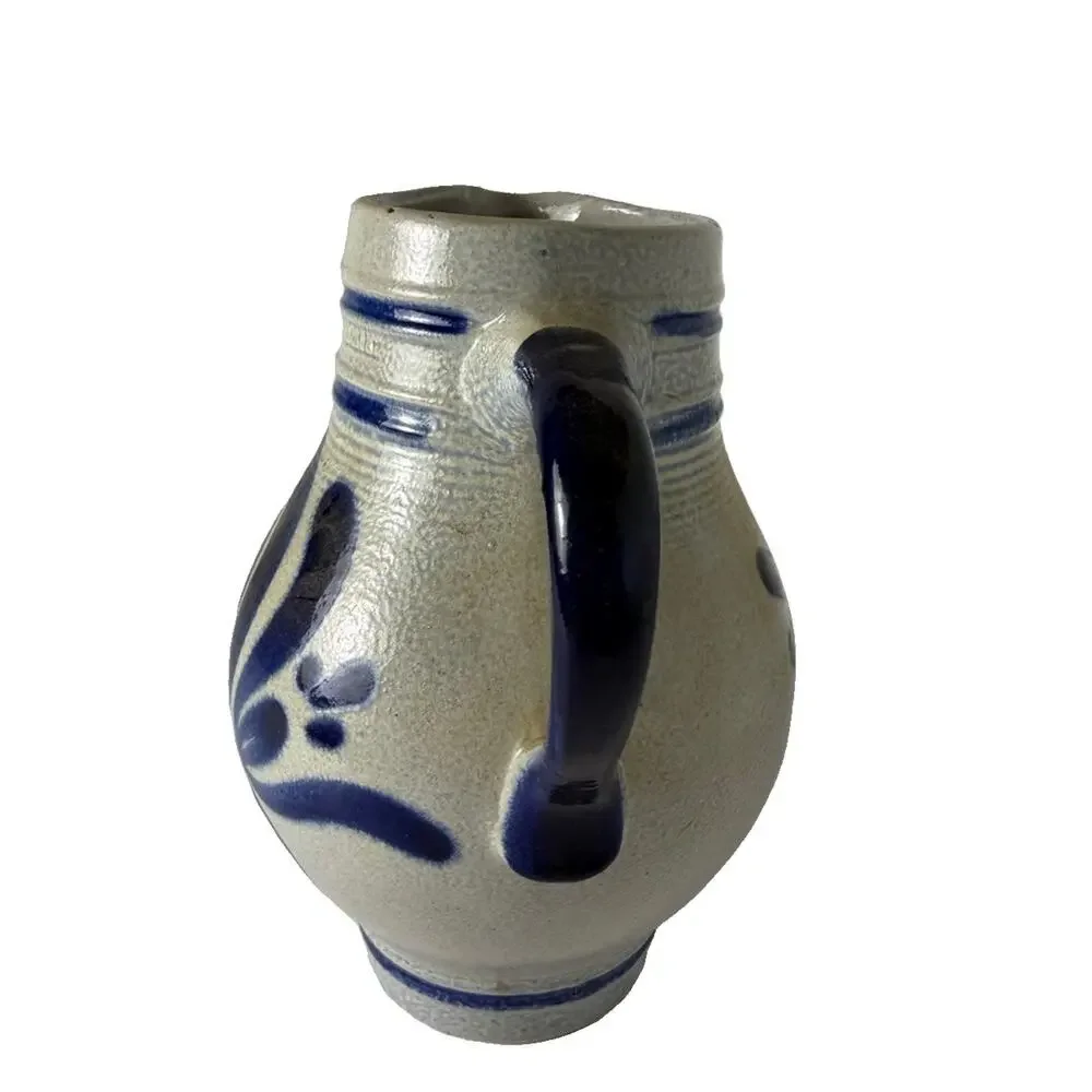 Vintage W Germany Westerwald Salt Glaze Stoneware 1L Pitcher Cobalt Blue